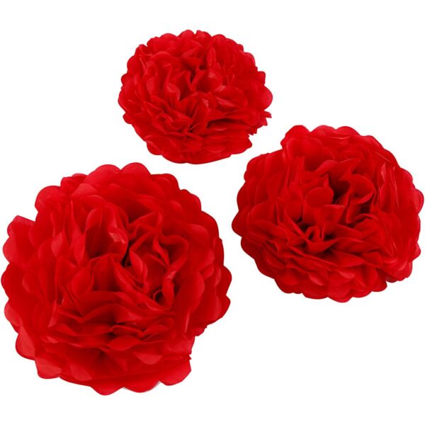 Pappers pompomer röd 3 pack