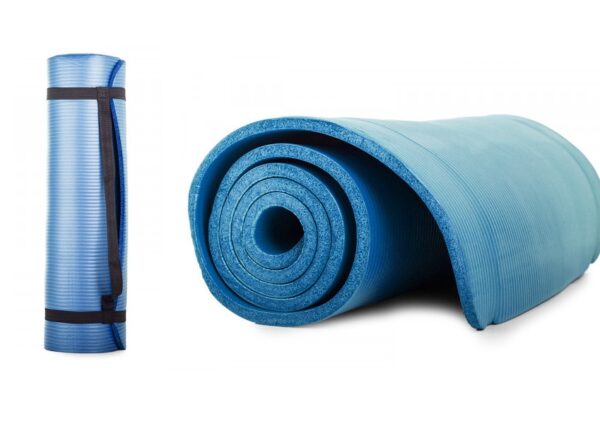 Yoga matta blå ca 180 x 60 cm